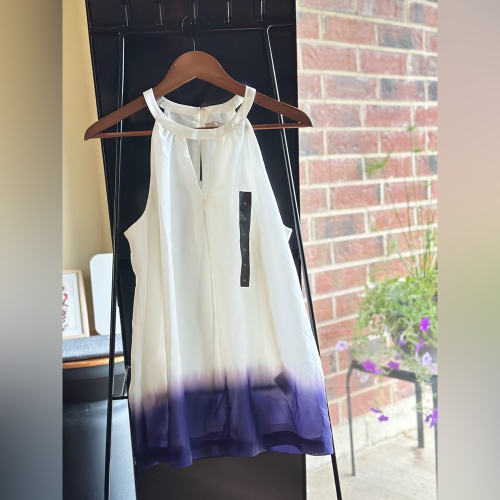 Banana Republic Purple and White Sleeveless Top